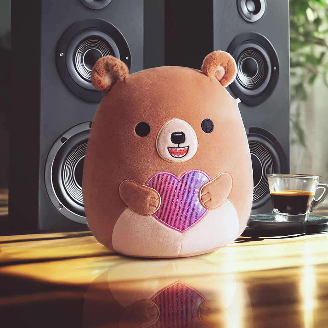 8-Inch Stokely the Brown Kodiak Bear Holding a Rainbow Heart