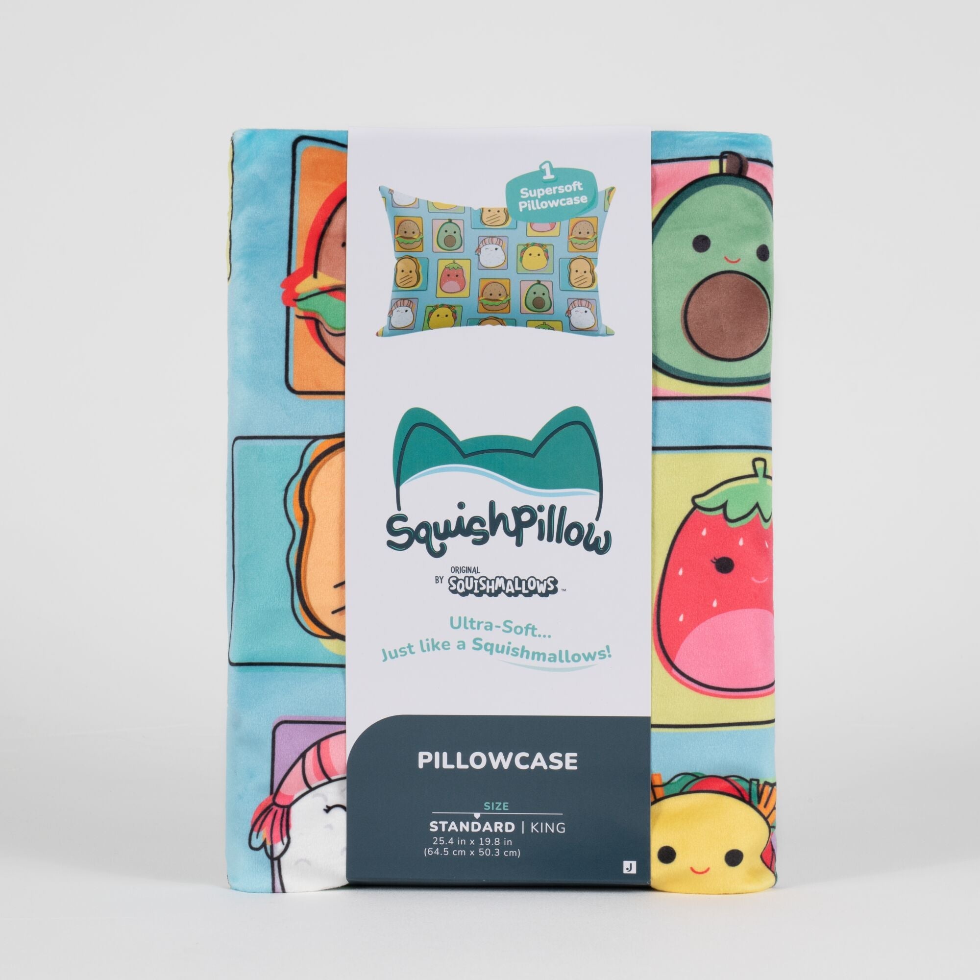 “Total Foodies” Teal SquishPillow Pillowcase (Standard)