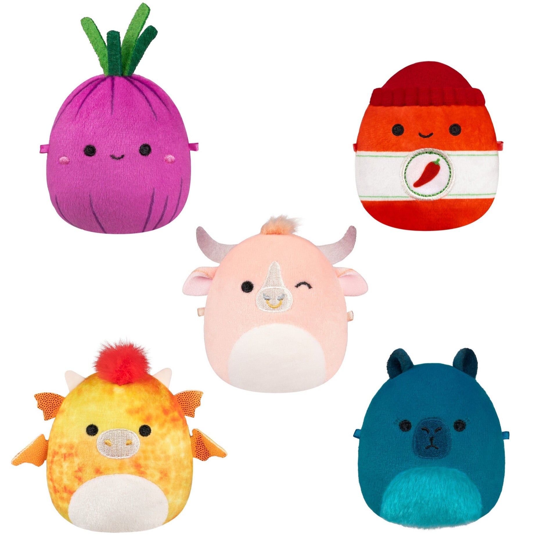 Micromallows 5-Pack - Howland Bull, Dieric Dragon, Azizbek Onion, Cyril Capybara, Illia Sriracha