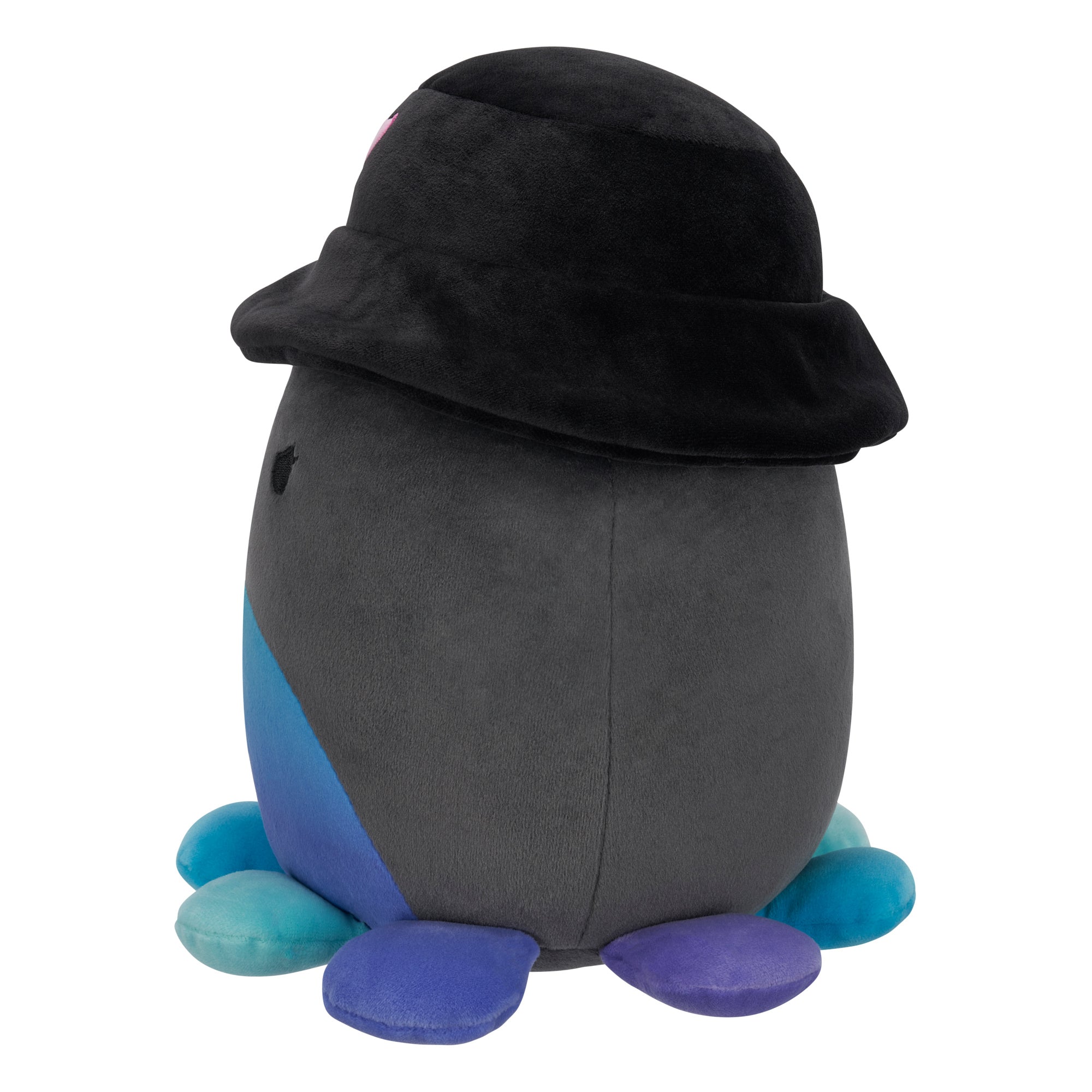8-Inch Yoko the Charcoal Grey Octopus with Bucket Hat