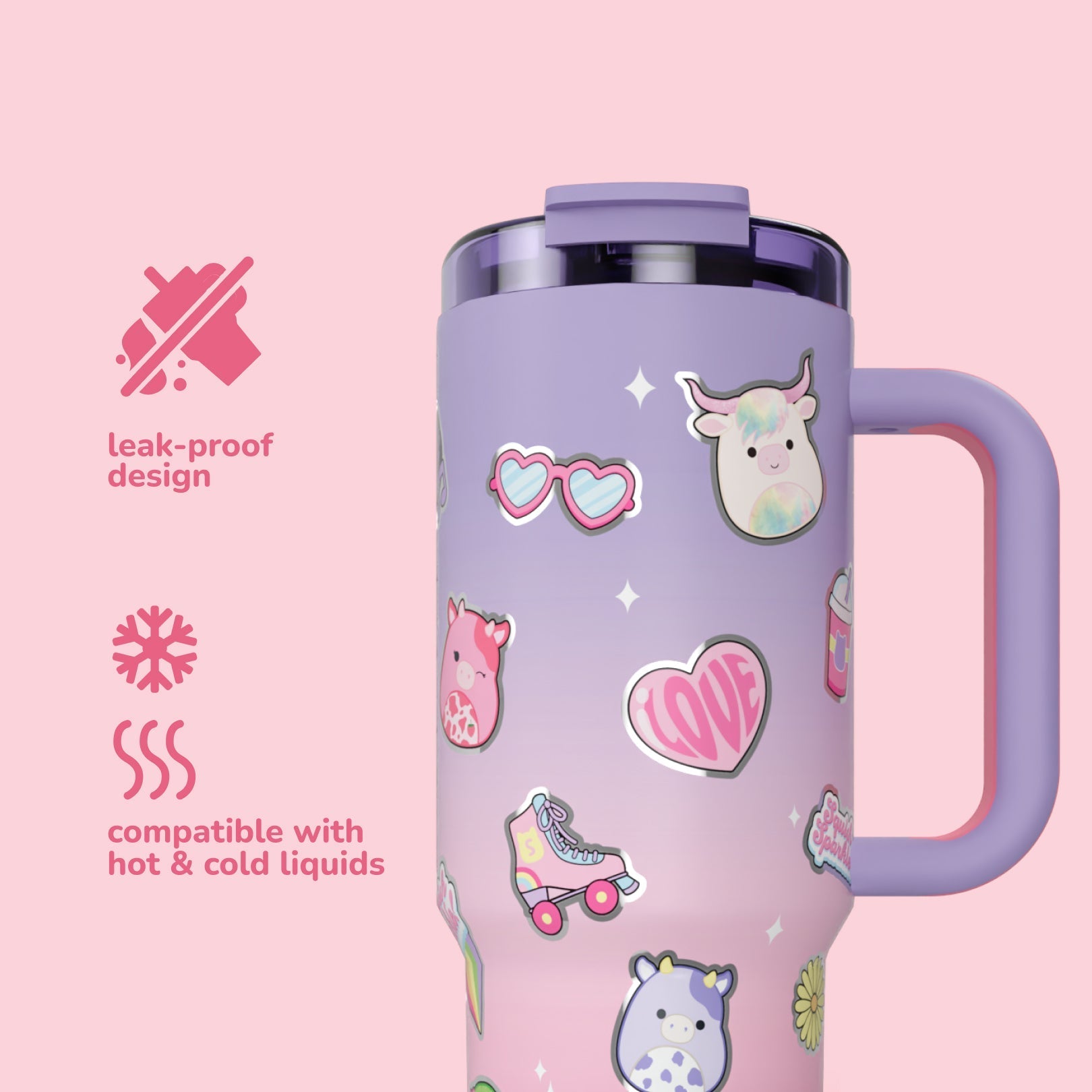 Squishmallows Sticker Bomb Tumbler with Straw