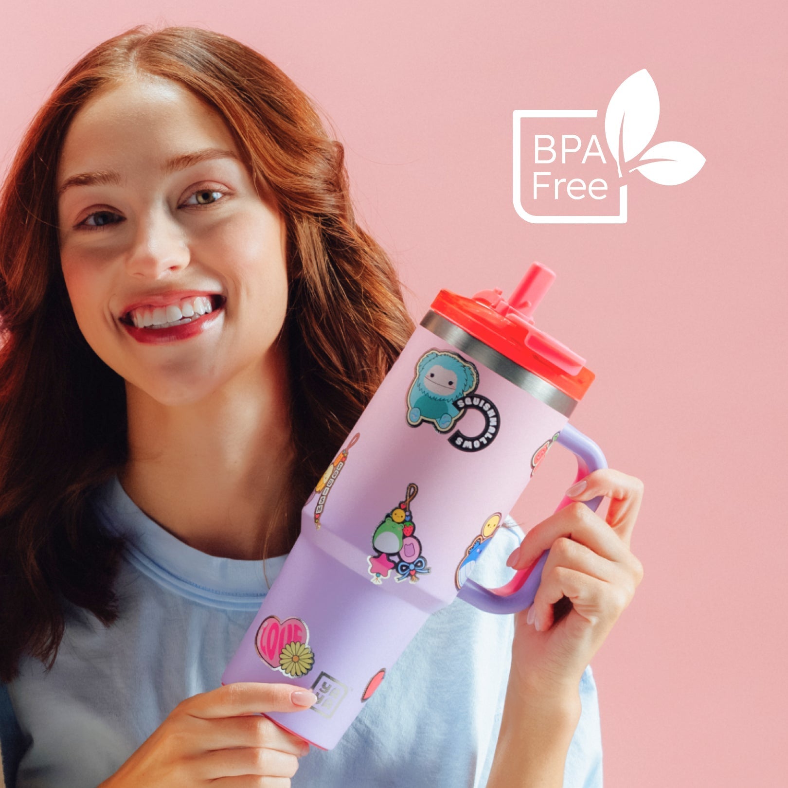 Squishmallows Sticker Bomb Tumbler with Straw