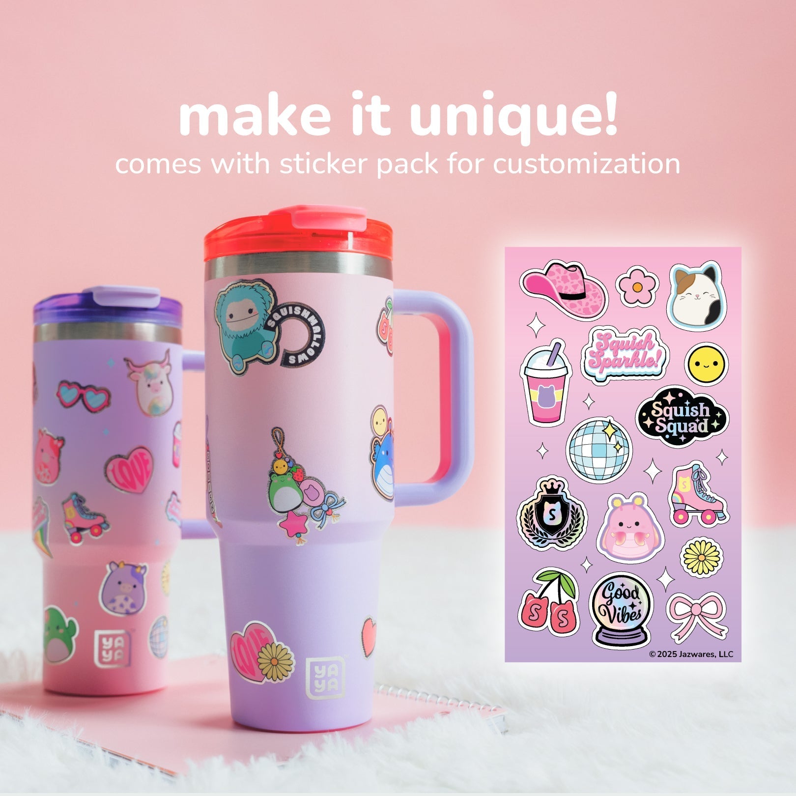 Squishmallows Sticker Bomb Tumbler with Straw